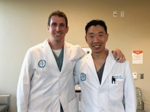 Left, Dr. Stappaerts, orthopedic physician, right, Dr. Ho, orthopedic surgeon.