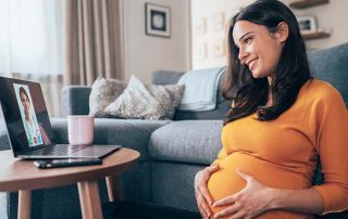 Pregnant woman on video call