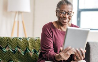 Woman looking at tablet