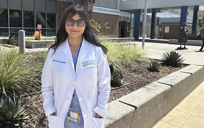 Shree Chanchani, MD, pictured outside Kaiser Permanente Oakland Medical Center
